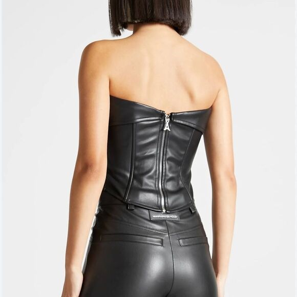 Manière De Voir Vegan Leather Biker Corset Black Size 2 Nwt - Picture 2 of 10